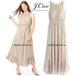 J.Crew Collection NWT champagne silk metallic embroidered dress *shop@iamwarrior